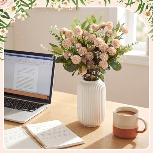 Yinder 60pcs Mixed Artificial Eucalyptus Stems and Faux Flower Set, Greenery Eucalyptus Branch Baby's Breath Silver Dollar Stem Berry and Silk Mums for Vase Centerpieces Wedding Arrangement Home Decor - color: Beige