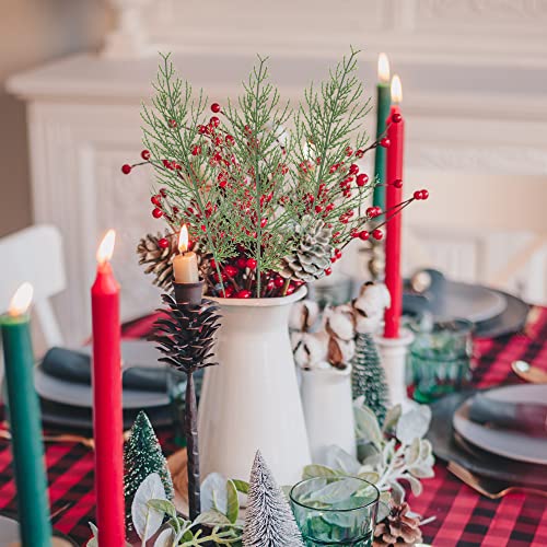 Alpurple 40 PCS Artificial Pine Leaves Branches-13.7 Inches Fake Greenery Pine Sprigs-Faux Picks for DIY Garland Wreath Christmas Embellishing and Home Garden Decoration (40PCS) - color: 40pcs