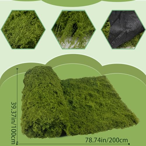 Fake Moss Rug Dark Green 39" x 79" Faux Moss for Table Runner Decorating Artificial Grass for Indoor Plants Wall Crafts DIY Table Centerpieces Fairy Woodland Garden Floral Wedding 100x200cm - size: Dark Green-39" x 79"/100x200 cm