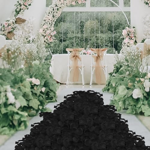 JHFGJGH 500 Pcs Exquisite Black Rose Petals, Emulation Silk Rose Petals, Artificial Flower Petals for Romantic Nights, Weddings, Events, and Valentine's Day Deco (Black) - color: Black