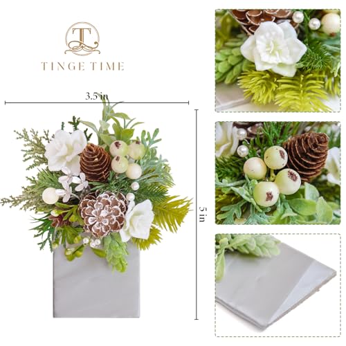 TINGE TIME Single Pocket Boutonniere for Man Groom, Best Man Boutonniere for Wedding, Prom, Homecoming, Anniversary, Graduation, Christmas Dinner (Christmas White) - color: Xmaswhite