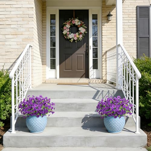 ADXORA 12 Bundles Morning Glory Artificial Flowers for Outdoor Decoration UV Resistant Fake Plastic Plants Artificial Greenery for Indoor Outdoor Garden Patio Window Box Home Decor - color: Dark Purple