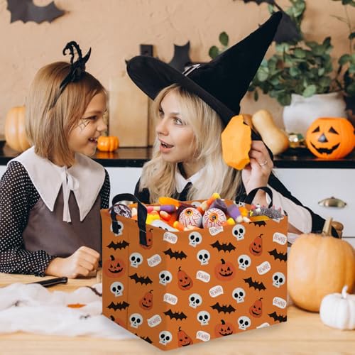 Halloween Ghost thriller basket,Empty Halloween basket,Horror and thriller decor,Trick or Treat Box for Boys and Girls,Horror decor(Bat pumpkin) - color: Bat pumpkin