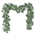 DEMIUKO Artificial Eucalyptus Garland, 5.9FT Long Faux Greenery Garland with Silver Dollar Eucalyptus Leaves Fake Hanging Vines Summer Garlands for Wedding Arch Backdrop Table Wall Party Home Decor - size: 1PCS