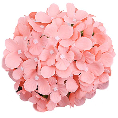 10PCS Silk Hydrangea Heads with Stems Artificial Flowers for Wedding Party Home Decor (Pink 3#) - color: Pink 3#