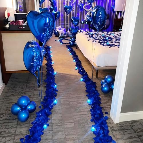 Grever 1000 Pieces Artificial Silk Rose Petals Faux Blue Flowers for Wedding Valentines Proposal Anniversary and Romantic Party Decoration (Blue) - color: Blue