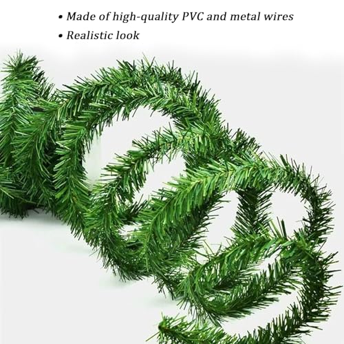 Christmas Garland, 54FT Artificial Soft Green Realistic Pine Greenery for Indoor Outdoor Xmas Mantle, Staircase, Door & Wall Decor - size: 53ft