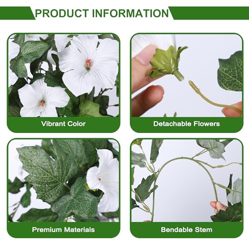 HyeFlora Artificial Flowers for Outdoors 2PCS Faux Petunias Silk Fake Flowers for Outside Planter UV Resistant Realistic Home Garden Porch Decor (White) - color: White