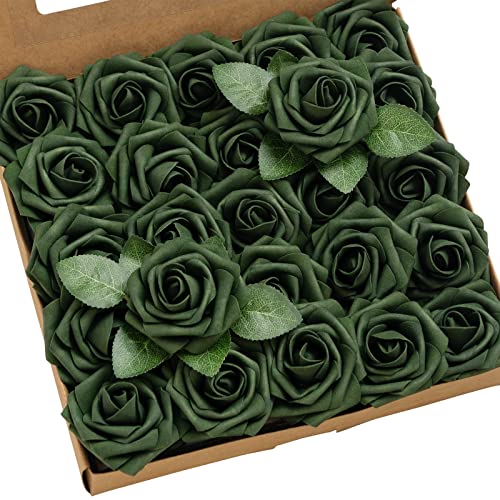 Ling's moment Artificial Roses, Emerald Green, 3 Inch 50 Pcs | Foam Material, With Stems, DIY Floral, Wedding/Party Decor, Centerpieces/Bouquet - color: Gn- Emerald Green, size: 50Pcs