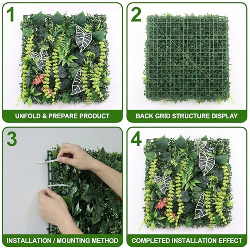 8 Pack 20"x20"Grass Wall Panels-Artificial Boxwood Panels for Greenery Wall Backdrop,UV-Protected Greenery Wall Backdrop Faux Greenery for Indoor Outdoor Decor,Garden Fence,Wedding,Privacy Screen - size: 20x20 8PCS