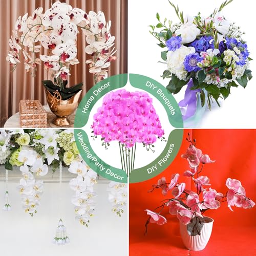 M METERXITY 6-Pack Artificial Orchid Flowers 9 Large Petals 37 Inch Faux Phalaenopsis Silk Bouquets Real Touch Lilac Fake Orchids for Home/Wedding/Christmas/Party/Garden Office - color: Lilac