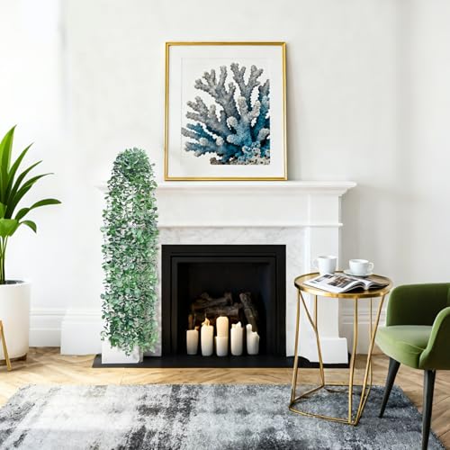 Artificial Hanging Plants for Shelf, Fake Potted Greenery 2-Pack Faux Eucalyptus Vine in Black Pot, Décor for Office Living Room Bathroom Indoor Outdoor - color: 2-pack Eucalyptus Vine