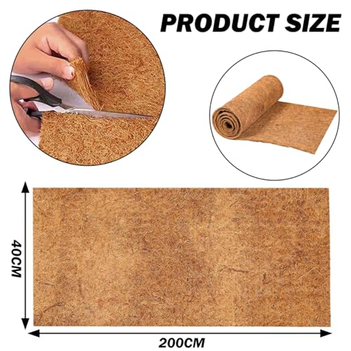 2 Rolls 16x80 Inch(40cm*200cm) Coco Liner Roll Natural Coconut Fiber mat Coconut Liners for Planter Flower Basket No-Slip Ice and Snow Carpet Mats Animal pet pad - size: 16x80Inch(40cm*200cm)