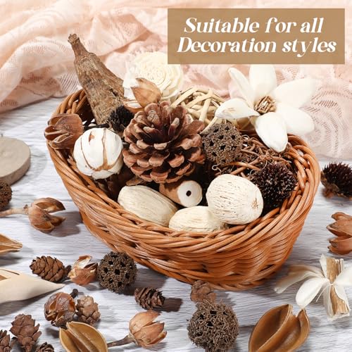 Nuanchu 2 Pack Decorative Balls for Potpourri Bowl Filler Unscented Rattan Wicker Twig Balls Natural Handmade Bowl Filler for Vase Basket Tray Centerpiece Home Decor(Beige Series,Classic Style) - color: Beige Series, style: Classic Style