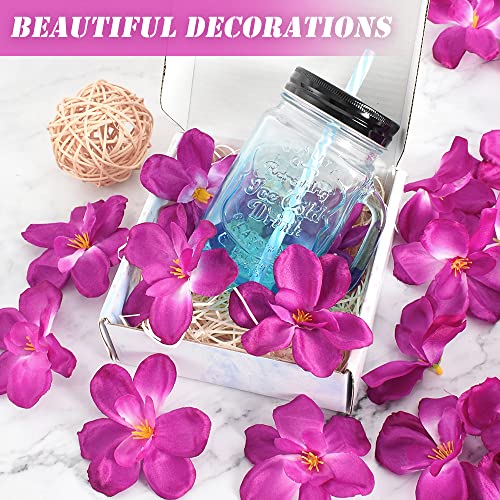 60Pcs Artificial Orchids Flower Heads, Purple-red Fake Orchid Blooms Heads for Wedding Cake Centerpieces Decor Bouquet Making DIY Crafts Bridal Shower Photography Props - color: Purple and Red