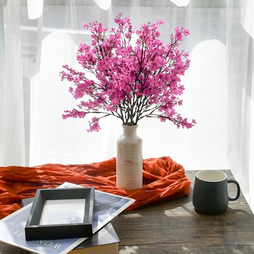 Mandy's 6 Bundles Artificial Lavender Baby’s Breath Flowers | 18.5 Inch Silk Gypsophila European Style Modern Home Decor Centerpiece Neutral Wedding Flower Arrangements - color: Lavender