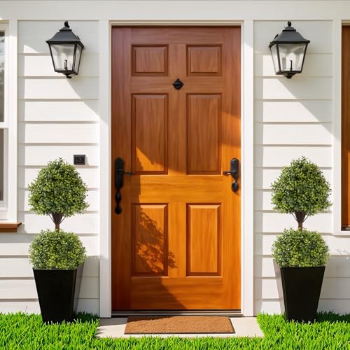 THE BLOOM TIMES 40" Tall Artificial Boxwood Double Ball Topiary Trees, UV Resistant Large Fake Potted Plants for Outdoor Planter, Realistic Faux Bushes Shrubs for Front Porch Outside Decor Set of 2 - color: Boxwood-dgjl, size: 40 inch