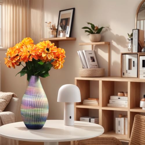 Artificial Chrysanthemums, Daisy Silk Flowers 6 Stems, Aster & Zinnia-Like Large Blooms in Gradient Colors, 24.8" Long Faux Marguerite for Indoor Outdoor Home Decor(Orange) - color: Orange