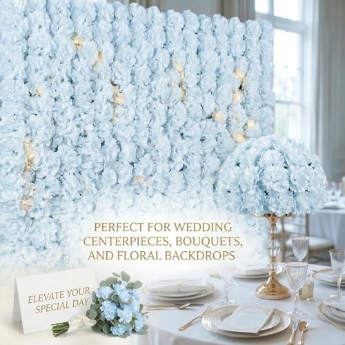 Larksilk 1000 Pack Artificial Carnations - Bulk Silk Flowers for Weddings, Mother's Day, Graduations, Easter & Memorial Day - 3.5" Heads, 5" Stems, Real Touch Petals, 18 Colors Available - Blue - color: Blue, size: 1000