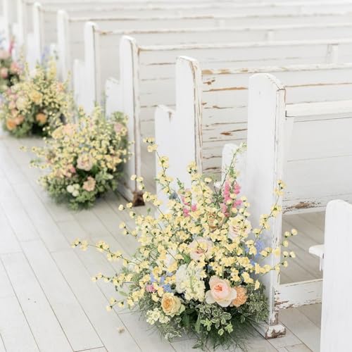 5pcs Champagne Artificial Delphinium Flowers 43.3 Inch Tall Fake Silk Flowers Larkspur Artificial Flowers for Wedding Centerpiece Home Party Garden Outdoor Decor(Champagne) - color: Champagne