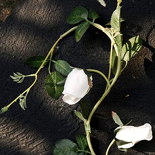 FiveSeasonStuff Floral White Artificial Silk Roses Flower Garland, Bendable Hanging Vine (2pcs, 11ft) - color: Floral White