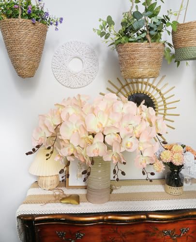 41.34" Orchid Artificial Flowers 6PCS Velvet Silk Faux Orchids Long Stem Artificial Flowers for Tall Vase for Home Wedding Party Decoration(Peach) - color: Peach