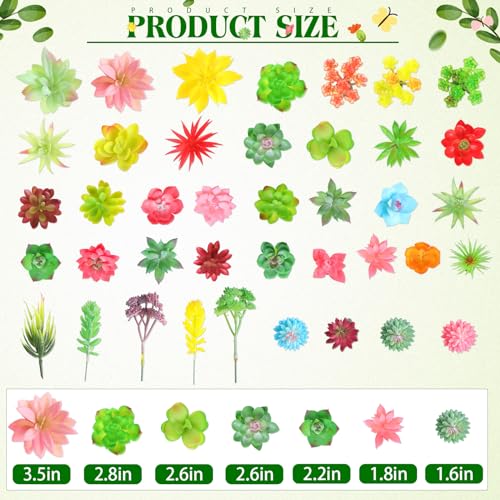 WILLBOND 38 Pcs Summer Mini Artificial Succulents Small Fake Succulent Plants Faux Assorted Unpotted Realistic Plastic Flowers Picks Stem for DIY Crafting Greenery Garden Home Decor(Colorful Style) - color: Colorful Style
