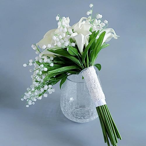 Wedding Bouquet for Bride, White Calla Lily Water Drop Waterfall Romantic Wedding Artificial Flowers Bouquets Cascading Bridal Bouquets for Wedding Ceremony and Anniversary Home Decor, A - color: White Calla Lily Bouquet a