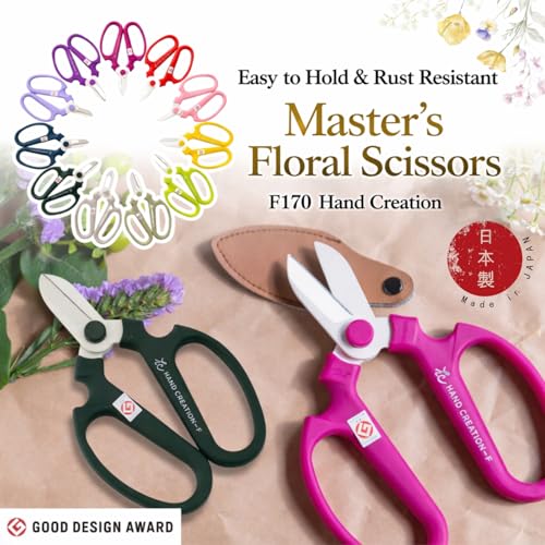 Japanese Floral Scissors - SAKAGEN Hand Creation, Professional Ultra Sharp Flower Shears for Floral Design, Ikebana & Gardening, Made in Japan, F-170 (Lavender) - color: Lavender