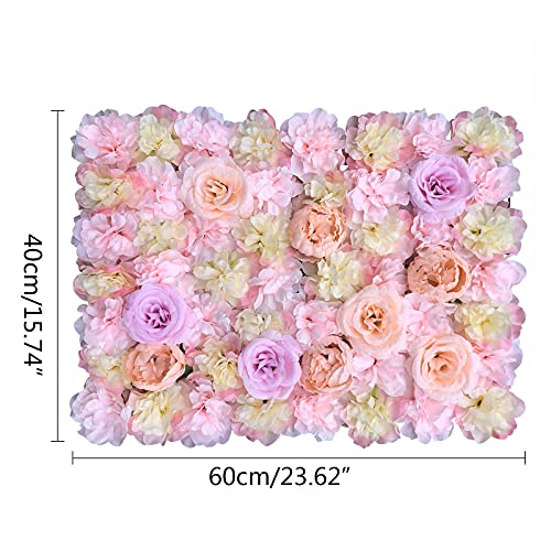 16"x 24" Artificial Flower Wall Panels,Flower Wall Mat Silk Panels for Outdoor Garden Backyard Fence Fence Privacy Screen and Indoor Wall Decor(5Pcs Champagne+Light Pink) - color: 5Pcs Champagne+Light Pink