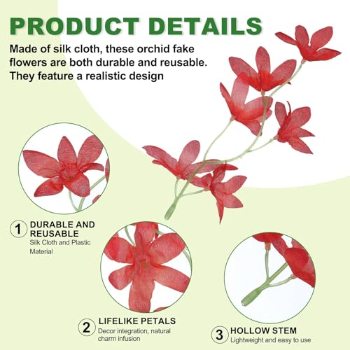 PATIKIL Orchids Fake Flowers, 9 Pcs Artificial Flower Arrangement Hairpin Headdress Wreath for Floating Candles Vase Home Wedding Centerpiece Decorations, Multicolor