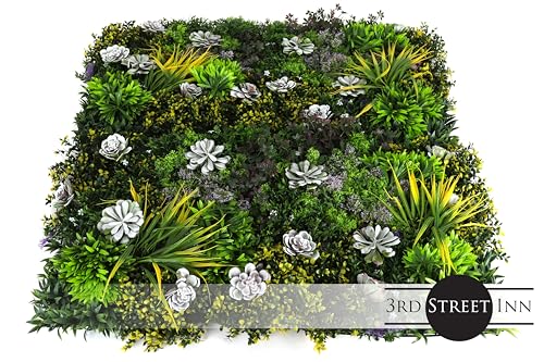 3rd Street Inn Artificial Greenery Wall Panels for Privacy - 4-Pack - color: Coastal Haven Succulent Mix