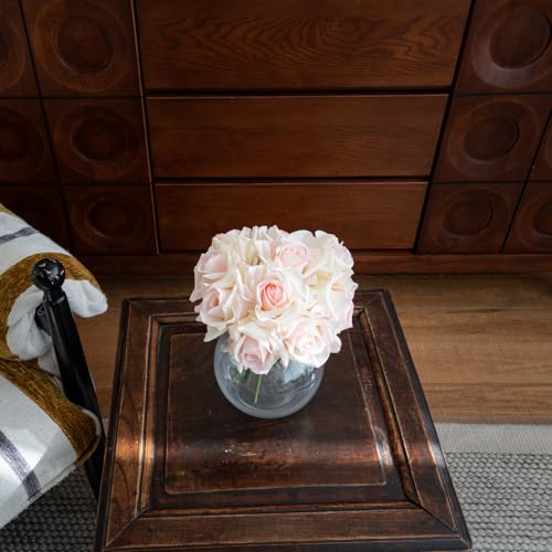 Artificial Roses-10-pcs Soft Touch Fake Flowers with Stems, Realistic Bridal Bouquet & Bulk Home Party Wedding Decor Roses - color: White Pink 10pcs
