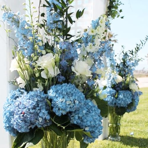 Coferset Blue Hydrangea Artificial Flowers, 20 inch Lifelike Real Touch Faux Hydrangea Flower for Home Wedding Office Party Living Room Decoration (Baby Blue) - color: Baby Blue