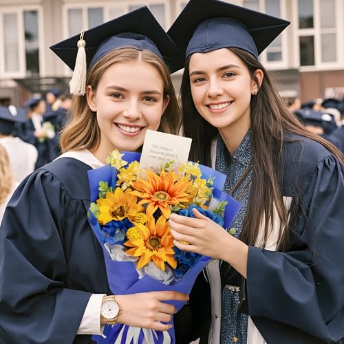 TINGE TIME Preserved Flowers Bouquet, Sunflower and Rose Bouquet, Flowers for Delivery, Graduation Gifts Teacher Appreciation Gifts Birthday Flowers Gifts for Women Mom Grandma Wife Friends - color: Sunflower&RoyalBlue