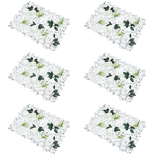 15.74"x 23.62" Artificial Flower Wall Panels,Flower Wall Mat Silk Flower Panels for Outdoor Garden Backyard Fence Fence Privacy Screen and Indoor Wall Decor (6Pcs White) - color: 6Pcs White