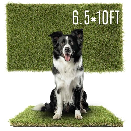 1.38" Artificial Grass Turf 6.5 x 10 FT, Indoor Outdoor Garden Lawn Landscape Patio Turf Grass Rug, Dog Grass Turf Pads Mat, Thick Fake Faux Turf, Dog Pets Grass Mats for Puppy Training - size: 6'6" x 10'
