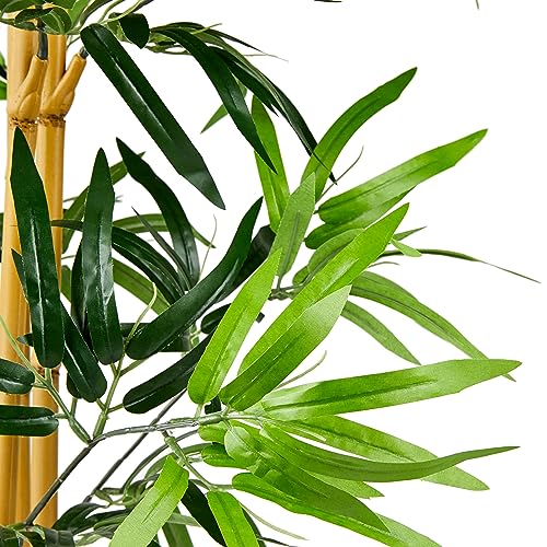 Amazon Basics Artificial Bamboo Plant with Plastic Planter Pot, 39.4", Green, Home Office Decor, Floor Plant