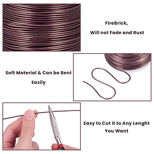 BENECREAT 15 Gauge 220FT Aluminum Wire Anodized Jewelry Craft Making Beading Floral Colored Aluminum Craft Wire - Brown - color: Brown, size: 15 Gauge