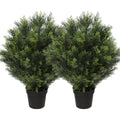 momoplant 31 Inch Tall Artificial Cedar Topiary Tree Set of 2 Faux Cypress Evergreen Potted Plants for Outdoor & Indoor Decor - size: 31 Inch