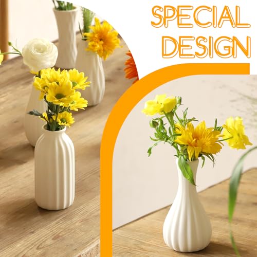 16packs Small White Ceramic Vases - Mini Flower Vases for Centerpieces, Boho Home Decor, White Bud Vase Set for Weddings Table Decor, Pampas Grass - color: White-set of 16