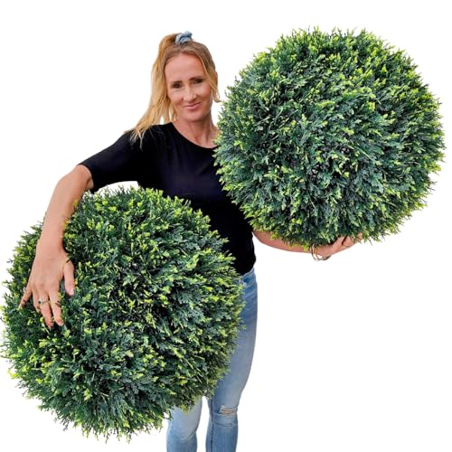 365 Curb Appeal 23" XL Topiary Balls (Cedar (Cypress), 2 Topiary Balls (4 Halves)) - color: Cedar (Cypress), size: 2 topiary balls (4 halves)
