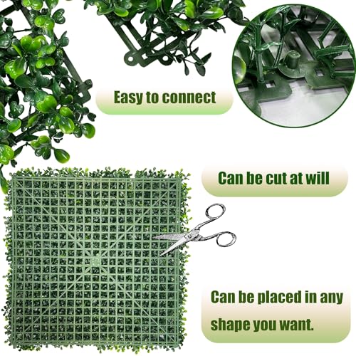 Artificial Boxwood Panels: 20"x 20"(12P) UV-Anti Faux Grass Panels for Interior Wall, Greenery Backdrop,Garden and Indoor Outdoor Plant Wall&Fence Covering Privacy for Backyard Decor - size: 20"x20" (12 Panels)