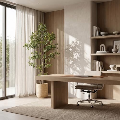Faux Black Olive Tree 7ft, Artificial Shady Lady Tree with Natural Trunk and Realistic Leaves, Tall Floor Plants for Living Room Decor Home Office Indoor Pack of 1 - size: 7ft