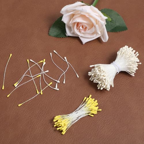 1600Pcs Stamens for Flower Making, Handmade Artificial Flower Stems, Double Heads Floral Stamen for Flowers Making, Crafts, Wedding Bouquet, Scrapbook Decoration