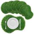 6 Pcs Golf Artificial Grass Mat Placemats for Golf Party Decorations Centerpieces for Table Green Fake Grass Tiles Placemats Birthday Party Decorations for Wedding Baby Shower