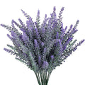 GTIDEA 4pcs Artificial Flowers Fake Lavender Faux Purple Flocked Plastic Flowers Plants for Home Wedding Kitchen Garden Patio Window Box Office Table Centerpieces Indoor Outdoor Décor