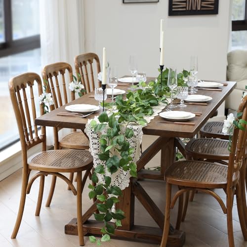 mizii 5 Pack 365" Artificial Scindaps Vines Garland Fake Vine with Silk Green Leaves Faux Hanging Plants Greenery Decoration for Bedroom Wall Party Wedding Room Home Decor - color: Scindapsus
