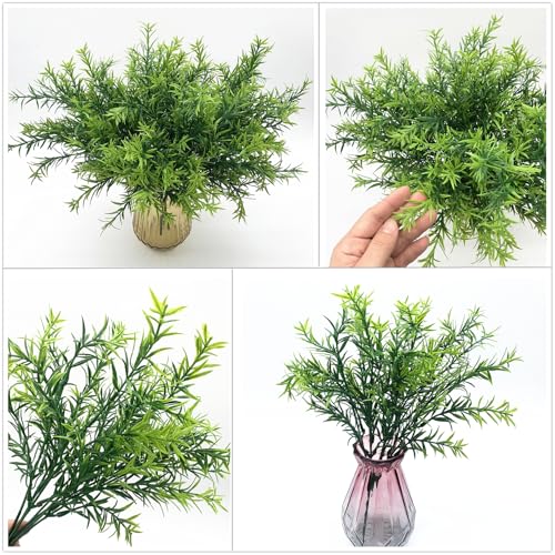 Artificial Plants, Fake Rosemary Shrubs 6 Pack, Faux Fern Stems Plastic Greenery for Indoor Outdoor Decor Home Farmhouse Bushes Garden Grass Porch Patio Wedding Bouquets Vase Filler DIY Decorations - color: Rosemary - 6 Pack