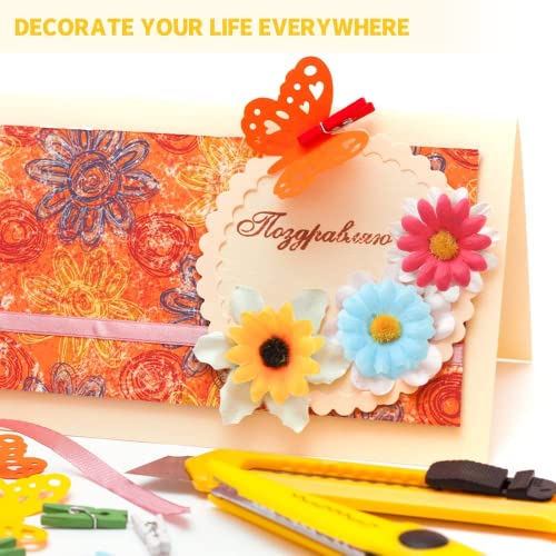 Artificial Daisy Flower Heads, 100Pcs Fake Silk Daisy Flowers Heads Artificial Flower Heads Bulk for Easter DIY Craft Wedding Bridal Shower Table Home Garden Decor (Mix Color) - color: Multi Color, size: 100PCS